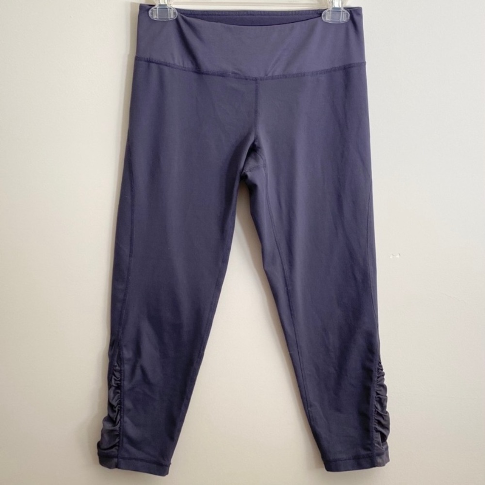 Zella Gray Cropped Ruched Mesh Yoga Leggings